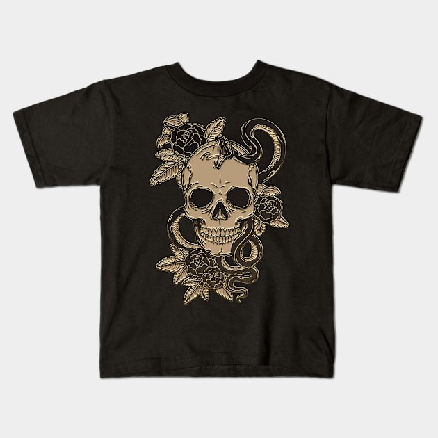 Skull and Snake Pin Kids T-Shirt by richardsimpsonart